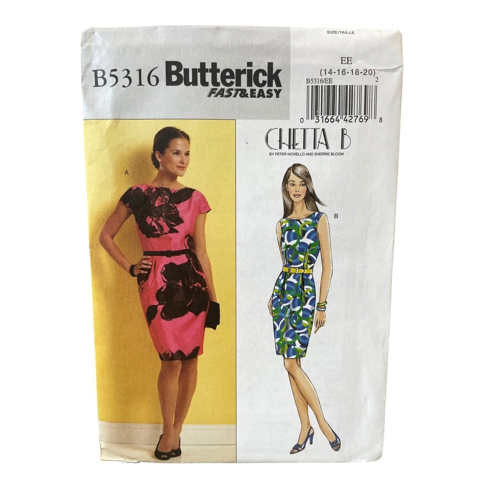Butterick B5316 Dress 14-16-18-20 Modern‎ Fitted CHETTA B